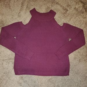 NWOT Cute Mock-Neck Cold-Shoulder Crop Sweater